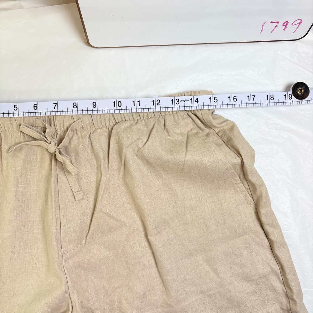 Gap Womens Khaki Linen Blend Pull On Shorts Elastic Drawstring Medium NWT NEW - Picture 7 of 10